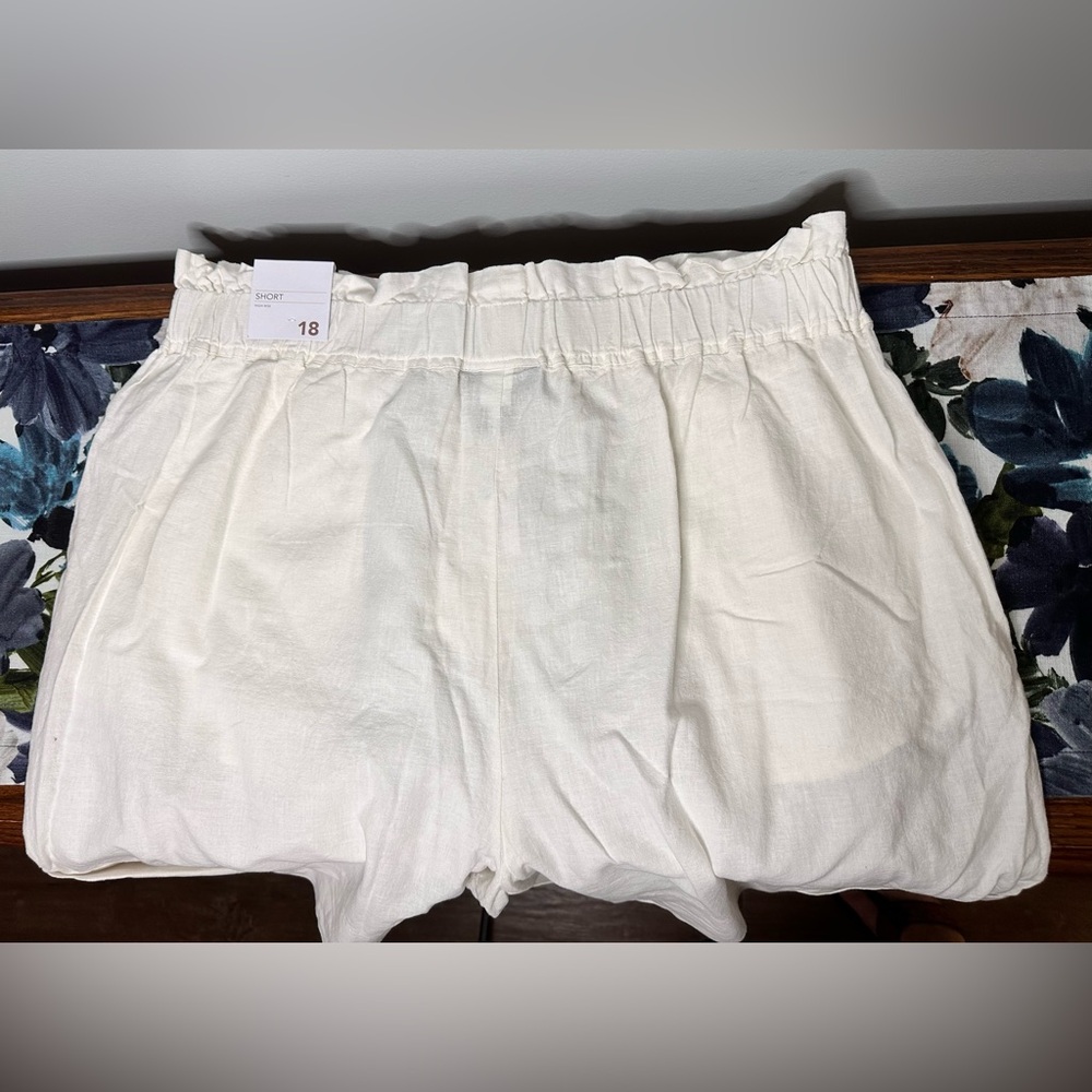 Lane Bryant NWT!! SET OF 2 White Linen High Waist Summer Shorts SZ 18